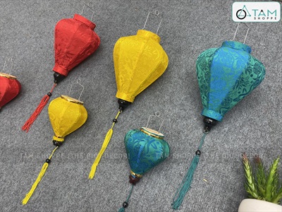 Lồng đèn vải Hội An nhiều màu nhiều cỡ [Cao cấp - Vải gấm lụa] D10-20cm LDEN-VAI-08